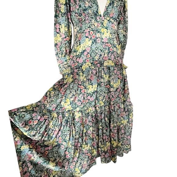 LOVESHACKFANCY Lorencia Maxi Dress Night Sky Glow Floral Multicolor S/M 6-8 NWT - Picture 9 of 12